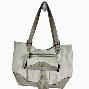 BOC‎ Born Concept Shoulder Bag Purse Light Dove Gray Ivory Tassel Boho Y2K